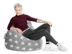 Sitting Point Sitzsack BeanBag Fluffy 220 l Grau Sternen-Muster