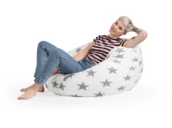 Sitting Point Sitzsack BeanBag Fluffy 220 l Grau Sternen-Muster