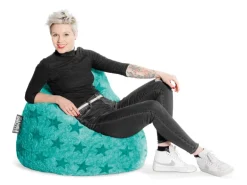 Sitting Point Sitzsack BeanBag Fluffy 220 l Türkis Sternen-Muster