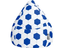 Sitting Point Sitzsack BeanBag Fankurve 220 l Blau-Weiß Fußball-Muster