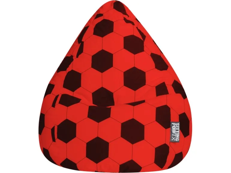 Sitting Point Sitzsack BeanBag Fankurve 220 l Rot-Schwarz Fußball-Muster