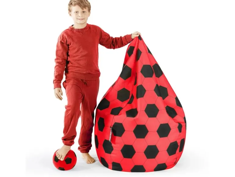 Sitting Point Sitzsack BeanBag Fankurve 220 l Rot-Schwarz Fußball-Muster