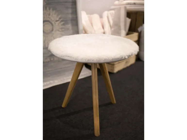 Sitzkissen Lambskin Rund Kunstfell Weiß 40 cm x 40 cm
