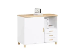 SoBuy Aktenschrank Druckertisch mit 3 Schubladen und 1 Tür Sideboard für Büro ASK07-WN