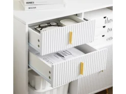 SoBuy Aktenschrank Druckertisch mit 3 Schubladen Sideboard für Büro Weiß ASK11-W