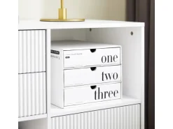 SoBuy Aktenschrank Druckertisch mit 3 Schubladen Sideboard für Büro Weiß ASK11-W