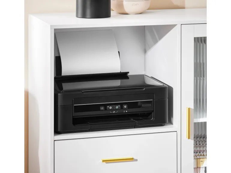 SoBuy Aktenschrank mit 2 Schubladen Druckertisch Sideboard Küchenschrank Weiß ASK09-W