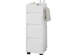 SoBuy Badezimmerschrank Badschrank mit 3 Schubladen und 4 Fächern 33x90x30cm Weiß BZR29-W