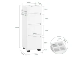 SoBuy Badezimmerschrank Badschrank mit 3 Schubladen und 4 Fächern 33x90x30cm Weiß BZR29-W