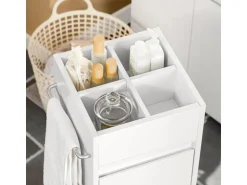 SoBuy Badezimmerschrank Badschrank mit 3 Schubladen und 4 Fächern 33x90x30cm Weiß BZR29-W