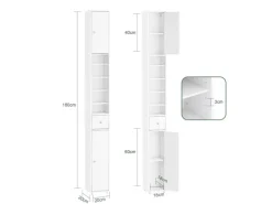 SoBuy Badezimmerschrank Hochschrank Badregal mit 6 Einlegeböden 20x180x20cm BZR34-II-W