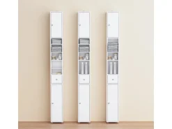 SoBuy Badezimmerschrank Hochschrank Badregal mit 6 Einlegeböden 20x180x20cm BZR34-II-W