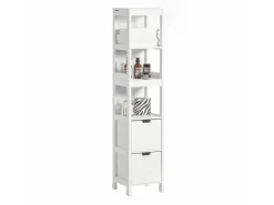 SoBuy Badezimmerschrank Hochschrank mit 2 Körben Badregal 30x144x30cm Weiß FRG126-W