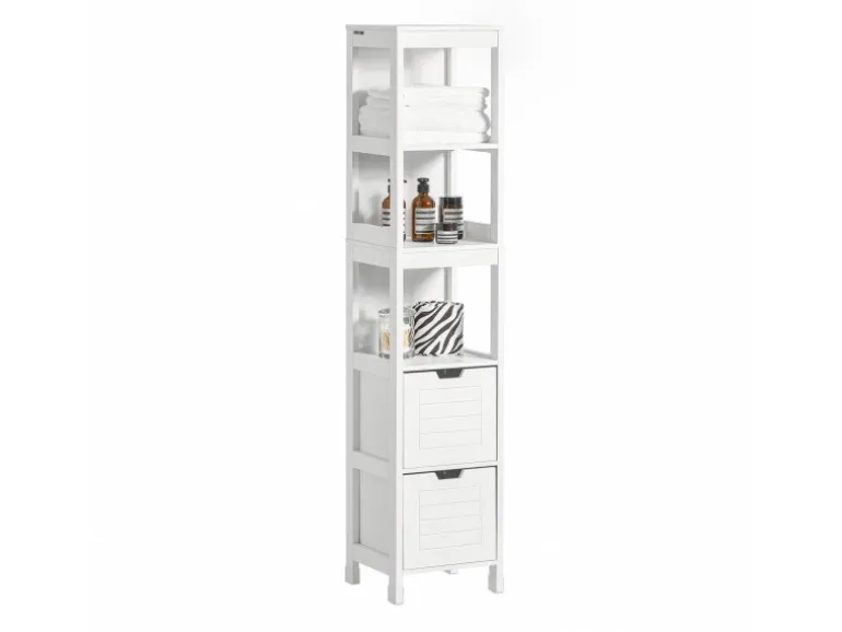 SoBuy Badezimmerschrank Hochschrank mit 2 Körben Badregal 30x144x30cm Weiß FRG126-W