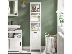 SoBuy Badezimmerschrank Hochschrank mit 2 Körben Badregal 30x144x30cm Weiß FRG126-W