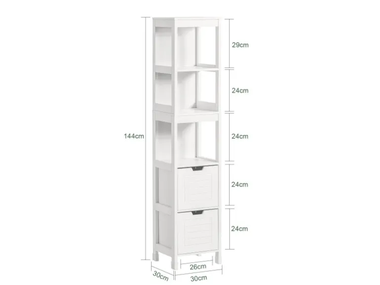 SoBuy Badezimmerschrank Hochschrank mit 2 Körben Badregal 30x144x30cm Weiß FRG126-W