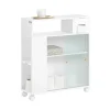 SoBuy Badezimmerschrank Nischenregal mit Rollen Küchenregal Weiß BZR117-W