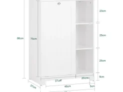 SoBuy Badschrank mit ausklappbarem Wäschesack Holz Weiß BZR105-W