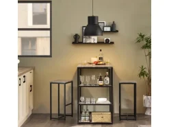 SoBuy Bartisch mit 2 Stühlen Esszimmer MDF Metall Grau OGT43-HG