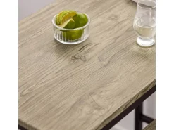 SoBuy Bartisch Set mit 2 Barhockern Holz Metall Natur Schwarz OGT03-N