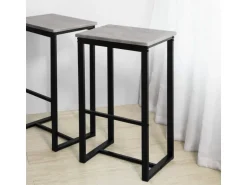 SoBuy Bartisch Set 5-teilig Essgruppe Esstisch mit 4 Hockern Grau-Schwarz OGT15-HG