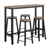 SoBuy Bartisch Set 5-teilig Essgruppe Esstisch mit 4 Hockern Braun-Schwarz OGT22-SCH