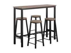 SoBuy Bartisch Set 5-teilig Essgruppe Esstisch mit 4 Hockern Braun-Schwarz OGT22-SCH