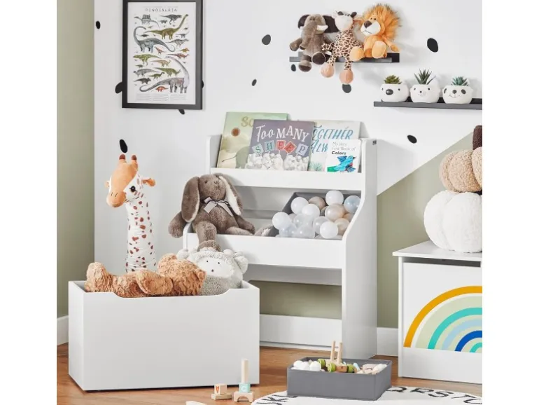SoBuy Bücherregal für Kinder Kinderregal mit 2 Boxen Aufbewahrungsregal KMB71-W