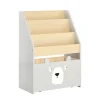 SoBuy Bücherregal Kinderregal mit 3 Ablagefächern und 1 Spielzeugtruhe KMB104-HG