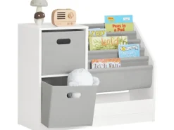 SoBuy Bücherregal Kinderregal mit Boxen Aufbewahrungsregal Weiß KMB76-W