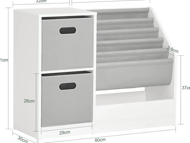 SoBuy Bücherregal Kinderregal mit Boxen Aufbewahrungsregal Weiß KMB76-W