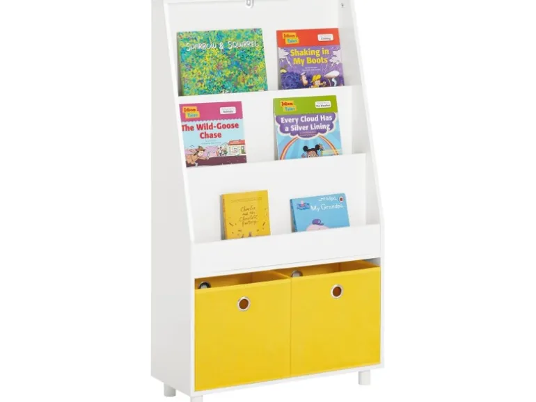 SoBuy Bücherregal Kinderregal mit 2 Boxen Aufbewahrungsregal Weiß KMB69-W