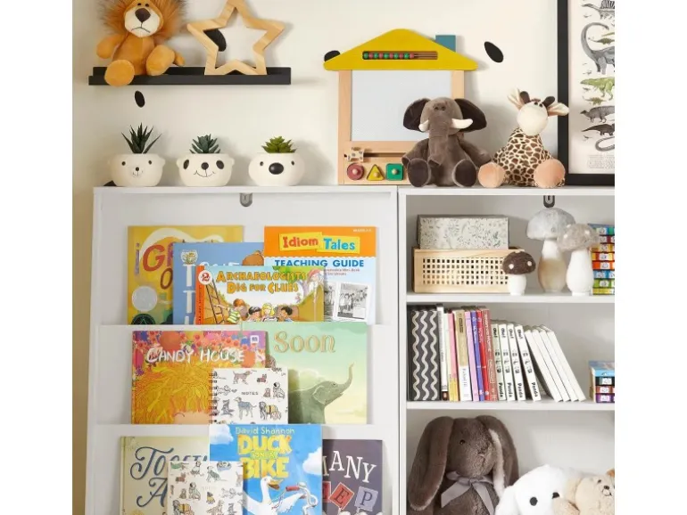 SoBuy Bücherregal Kinderregal mit 2 Boxen Aufbewahrungsregal Weiß KMB69-W