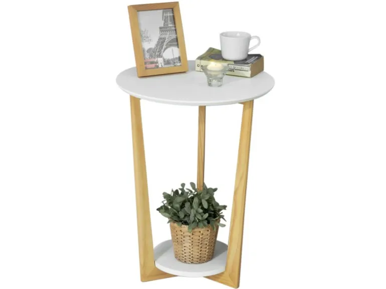 SoBuy Beistelltisch mit 2 Ablagen Couchtisch Balkontisch FBT52-WN