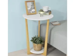 SoBuy Beistelltisch mit 2 Ablagen Couchtisch Balkontisch FBT52-WN