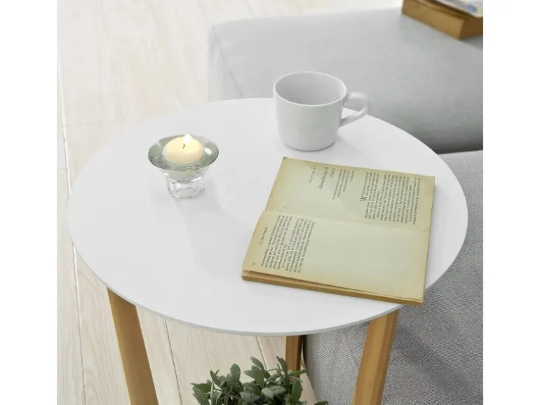 SoBuy Beistelltisch mit 2 Ablagen Couchtisch Balkontisch FBT52-WN