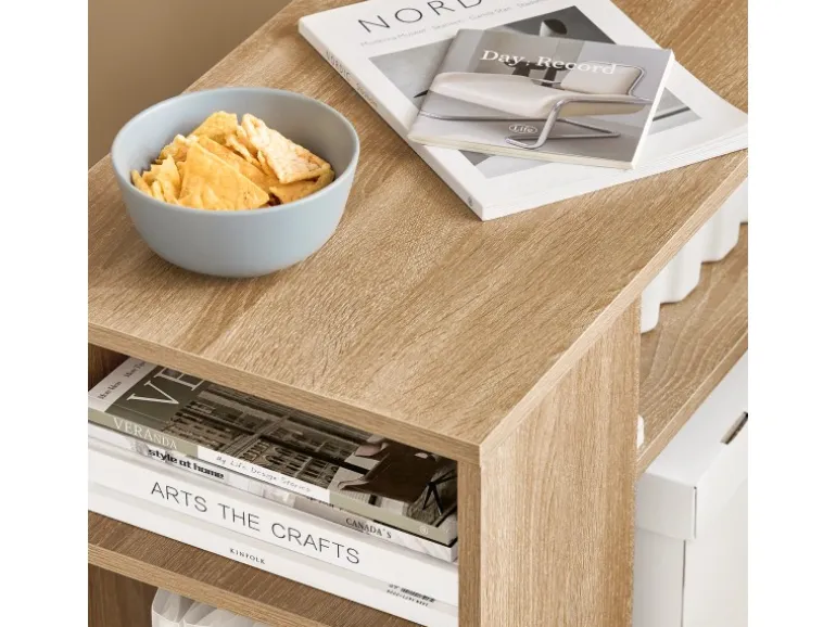 SoBuy Beistelltisch mit Rollen Couchtisch mit Ablagefächern Druckerregal FBT34-N