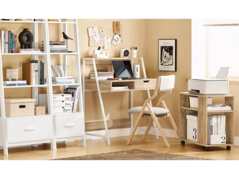 SoBuy Beistelltisch mit Rollen Couchtisch mit Ablagefächern Druckerregal FBT34-N