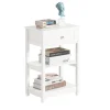 SoBuy Beistelltisch Nachttisch mit Schublade und 2 Ablagen 45x68x30cm Weiß FBT46-W