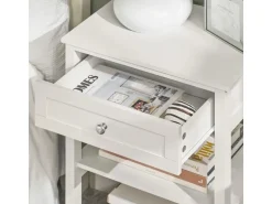 SoBuy Beistelltisch Nachttisch mit Schublade und 2 Ablagen 45x68x30cm Weiß FBT46-W