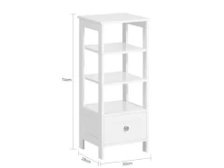 SoBuy Beistelltisch Nachttisch mit Schublade und Ablagen Telefontisch FBT91-W