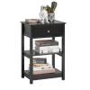 SoBuy Beistelltisch Nachttisch mit Schublade und 2 Ablagen 45x68x30cm Schwarz FBT46-SCH