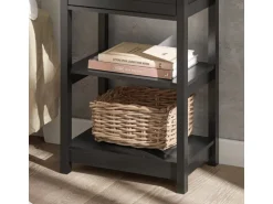 SoBuy Beistelltisch Nachttisch mit Schublade und 2 Ablagen 45x68x30cm Schwarz FBT46-SCH