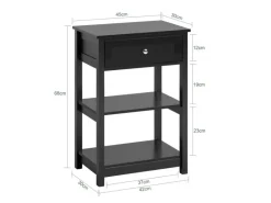SoBuy Beistelltisch Nachttisch mit Schublade und 2 Ablagen 45x68x30cm Schwarz FBT46-SCH