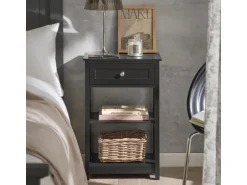 SoBuy Beistelltisch Nachttisch mit Schublade und 2 Ablagen 45x68x30cm Schwarz FBT46-SCH