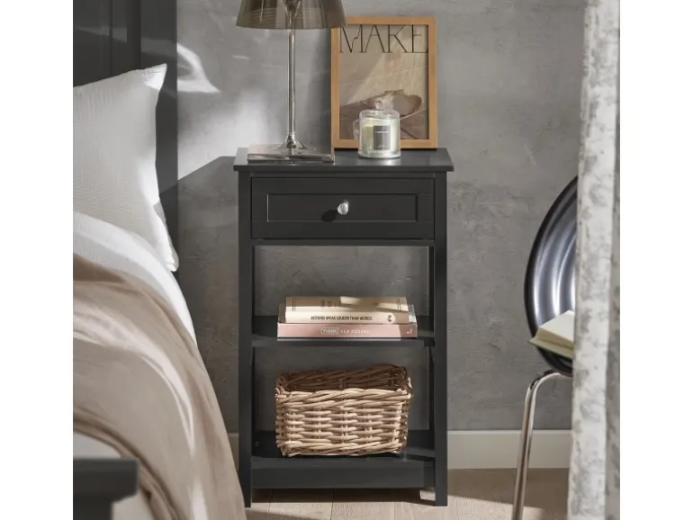 SoBuy Beistelltisch Nachttisch mit Schublade und 2 Ablagen 45x68x30cm Schwarz FBT46-SCH