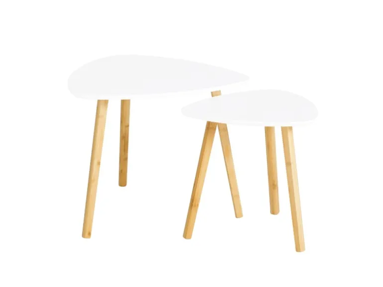 SoBuy Couchtisch 2er-Set Beistelltisch Satztisch fürs Wohnzimmer Weiß FBT74-W