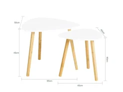 SoBuy Couchtisch 2er-Set Beistelltisch Satztisch fürs Wohnzimmer Weiß FBT74-W