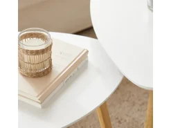 SoBuy Couchtisch 2er-Set Beistelltisch Satztisch fürs Wohnzimmer Weiß FBT74-W