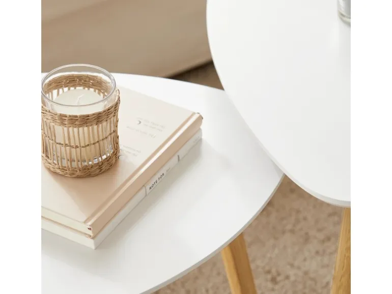 SoBuy Couchtisch 2er-Set Beistelltisch Satztisch fürs Wohnzimmer Weiß FBT74-W